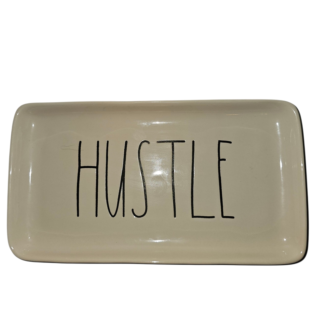 Rae Dunn HUSTLE Cream Trinket Tray Dish